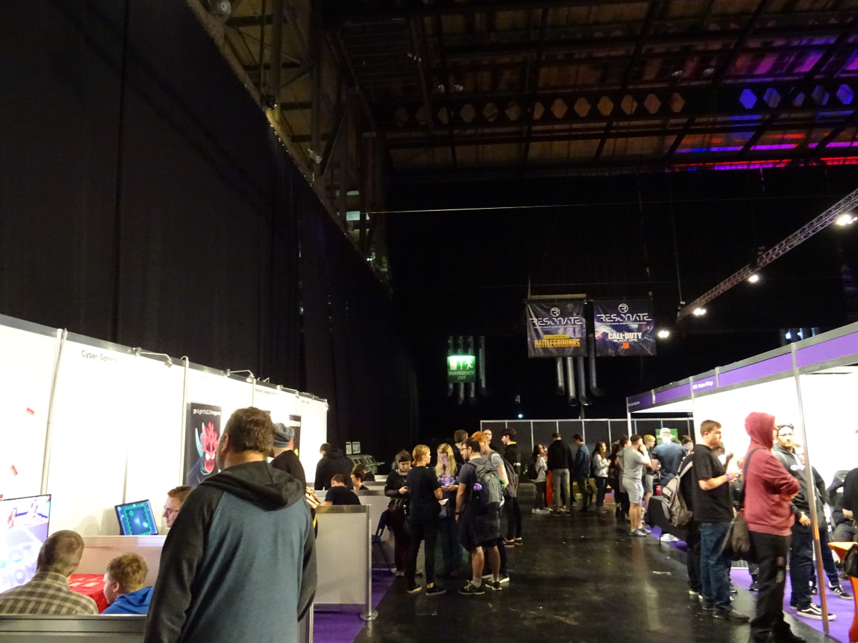 A photo showing booths at the Resonate event.